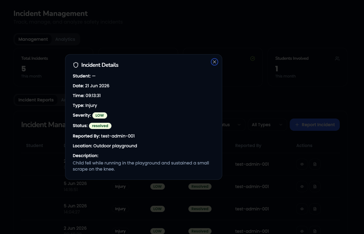 Incident logging